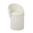 Beth Boucle Dressing Table Storage Stool, White-CH80W - Aspect Furniture Store