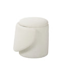 Beth Boucle Dressing Table Storage Stool, White-CH80W - Aspect Furniture Store