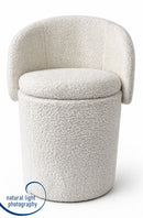 Beth Boucle Dressing Table Storage Stool, White-CH80W - Aspect Furniture Store