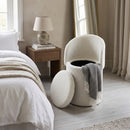 Beth Boucle Dressing Table Storage Stool, White-CH80W - Aspect Furniture Store