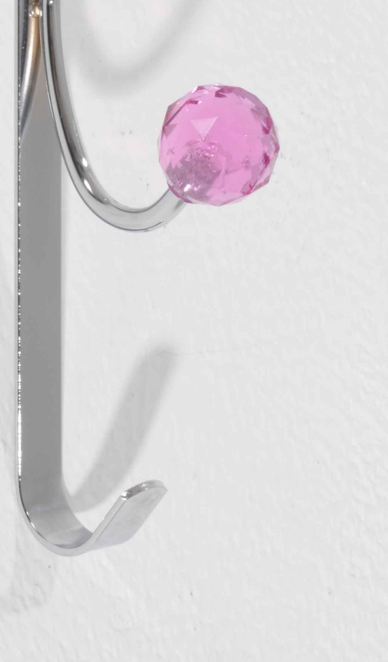 Set of 2 Modern Over Door Hook, Hot Pink Crystale Hooks