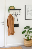 Wall Mounted Coat Hook With Floating Display Storage Shelf,Black