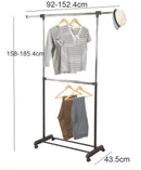 Adjustable 2-Rod Garment Rack, Black and Chrome