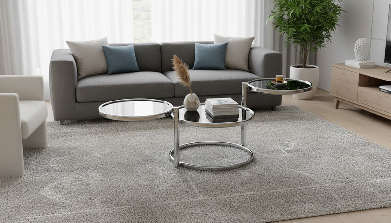 Eternity Glass Coffee Table With Swivel Motion (Chrome/Black)