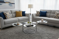 Eternity Coffee Table with Swivel Motion, Metal Chrome/Clear - Aspect Furniture Store