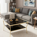 Fusion Glass Coffee Table (70 x 70 x 40cm, Brass/Black)
