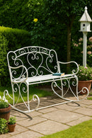Salvora Metal Rocking Garden Bench, Antique White-GF10W-KD