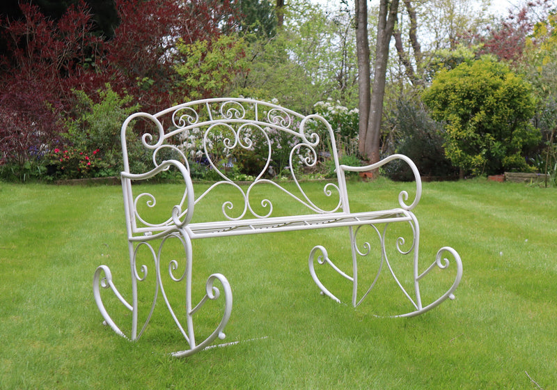 Metal Garden Rocking Bench Salvora Metal Rocking Garden Bench, Antique White-GF10W-KD