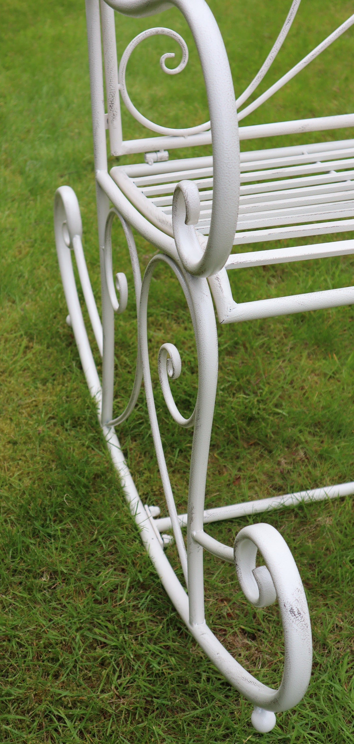 Metal Garden Rocking Bench Salvora Metal Rocking Garden Bench, Antique White-GF10W-KD