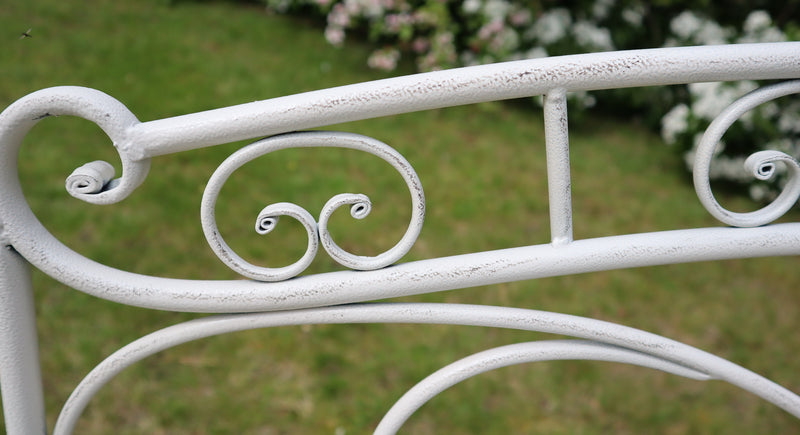 Salvora French Style Folding Metal Garden Bench, Antique White-GF11W