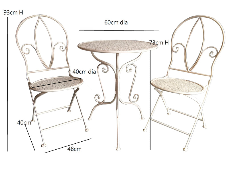 French Style Metal Bistro Set,Avignon Bistro Set, Antique White