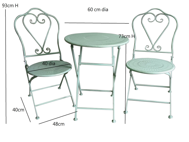 French Style Metal Bistro Set,Cholet Bistro Set,Sage Green