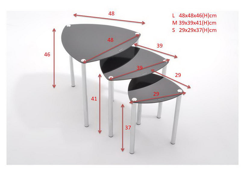 Arena Set of 3 Nesting Tables-Black