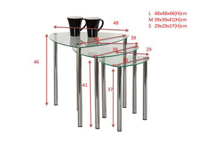 Arena Set of 3 Nesting Tables-Clear