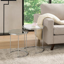 Visio Set Of 2 Round Nesting Tables, Chrome/Mirror