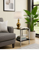 Matrix 2-Tier Glass Shelving Rack/Side Table-Black