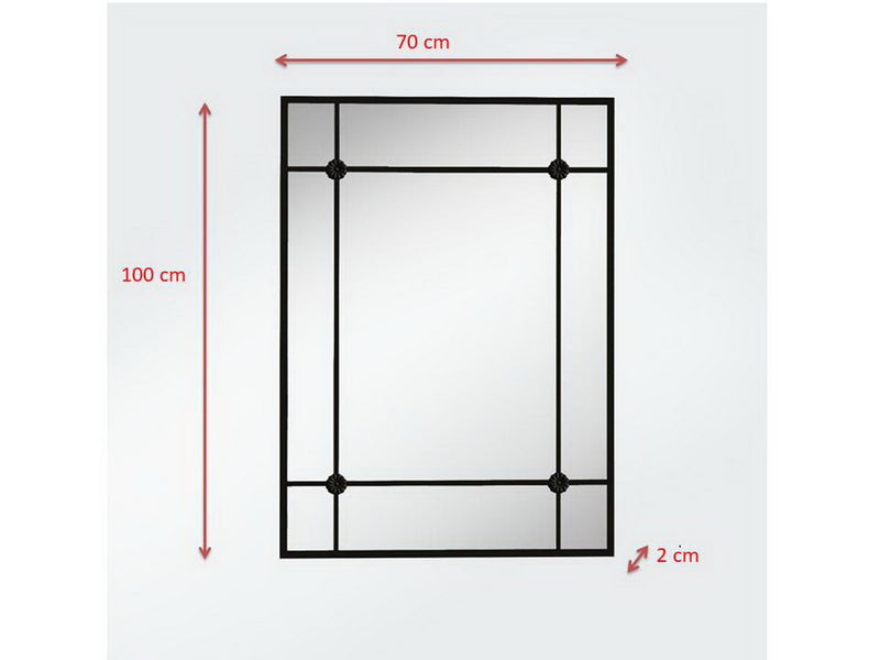 Rectangular Window Wall Mirror, Metal Window Mirror, Black