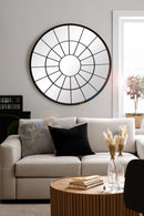 Round Window Mirror/Industrial Metal Mirror, Black