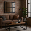 Square Window Wall Mirror, Metal Window Pane Mirror, Black, 60 x 2 x 60 cm