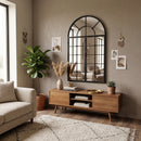 Arched Window Wall Mirror, Metal Window Pane Mirror, Black ,70x3x115cm - Aspect Furniture Store
