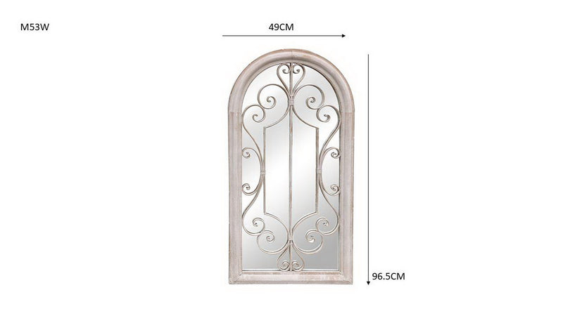 Shabby Chic Scrolled Arch Sandy Finish Indoor/Outdoor Garden Mirror