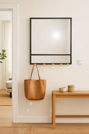 Black Metal Entryway Mirror W/ Five Hooks