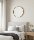 Round Wood Accent Wall Mirror,Natural