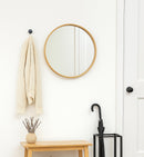 Round Wood Accent Wall Mirror,Natural
