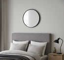 Studio Round Wood Accent Wall Mirror, Black