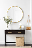 Studio Round Wood Accent Wall Mirror, Gold