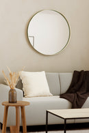 Studio Round Wood Accent Wall Mirror, Antique Champagne Silver