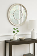 Covingtion Farmhouse Round Window Mirror-Distressed White