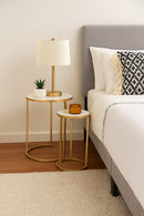 Monti Marble Round Nest of 2 Tables in White with Gold Metal Bases