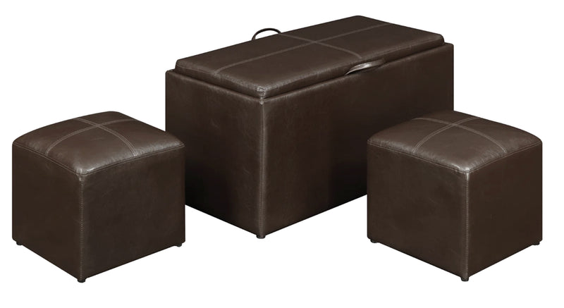 Carey Storage Bench With 2 Side Ottomans,Brown