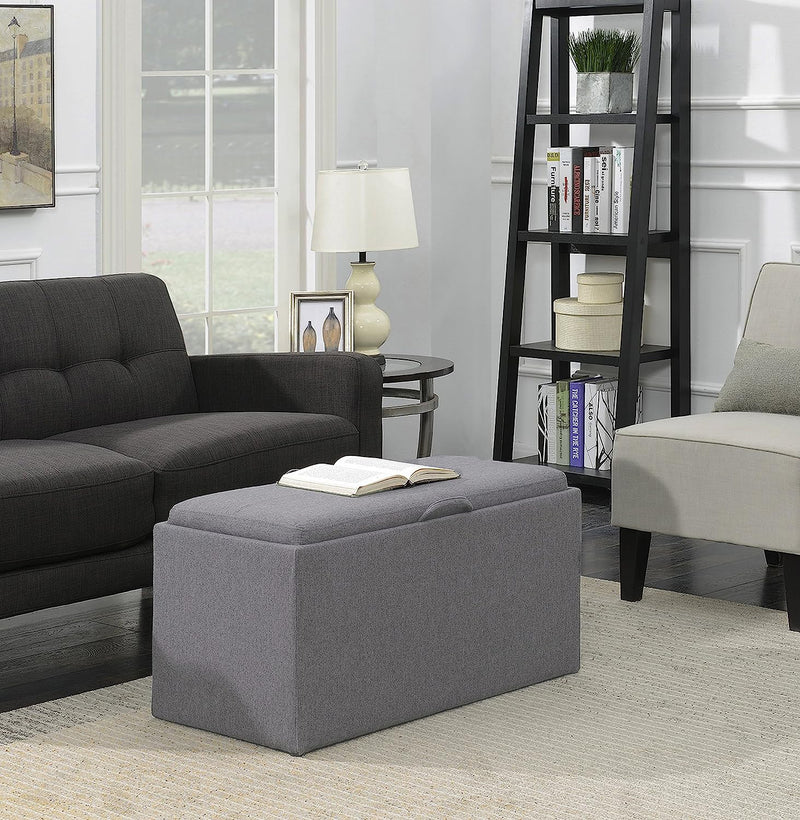 Carey Storage Bench With 2 Side Ottomans,Grey