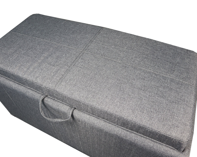 Carey Storage Bench With 2 Side Ottomans,Grey