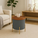 Valentine Ottoman With Tray Top, Dark Grey Linen