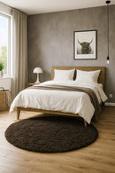 Glamour Luxury Soft Shaggy Rug, Brown,120 diameter