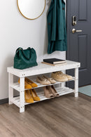 Timor 3-Tier Shoe Rack & Bench-White