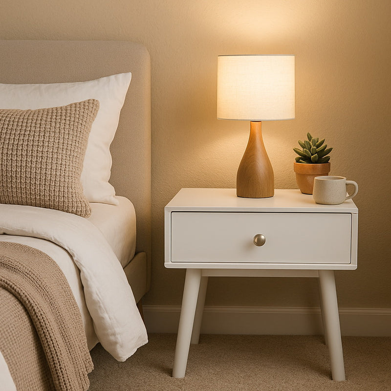 Niva Bedside Table With One Drawer ,White