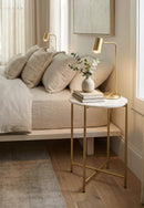 Naomi Genuine Round White Marble Side Table , Gold Legs