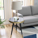 Gallieni Round GENUINE Marble End Table,Black