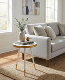 Gallieni Round GENUINE Marble End Table,White