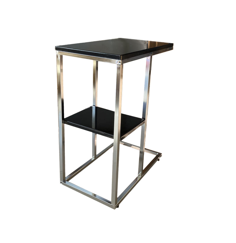 Bellini C Shaped Table With Shelf-Black