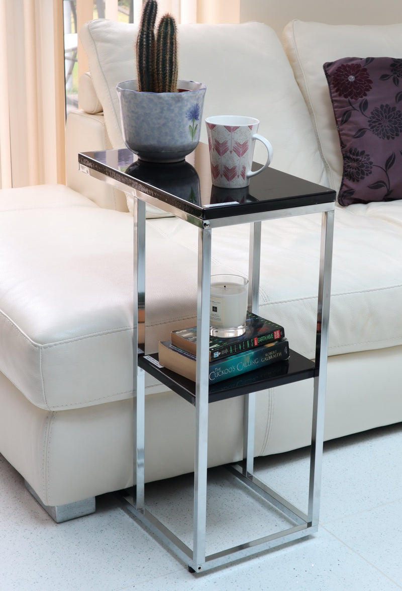 Bellini C Shaped Table With Shelf-Black