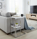 Bellini C Shaped Table With Shelf-White