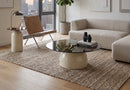Frankie Modern Glass Top Circle Center Side Table,Smoke Grey/Beige,39.5cm Dia - Aspect Furniture Store