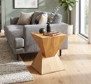 Solid Wood Talia Twisted Hourglass Design Side Table,Oak - Aspect Furniture Store