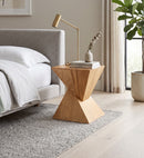 Solid Wood Talia Twisted Hourglass Design Side Table,Oak - Aspect Furniture Store