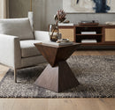 Solid Wood Talia Twisted Hourglass Design Side Table,Walnut Finish - Aspect Furniture Store